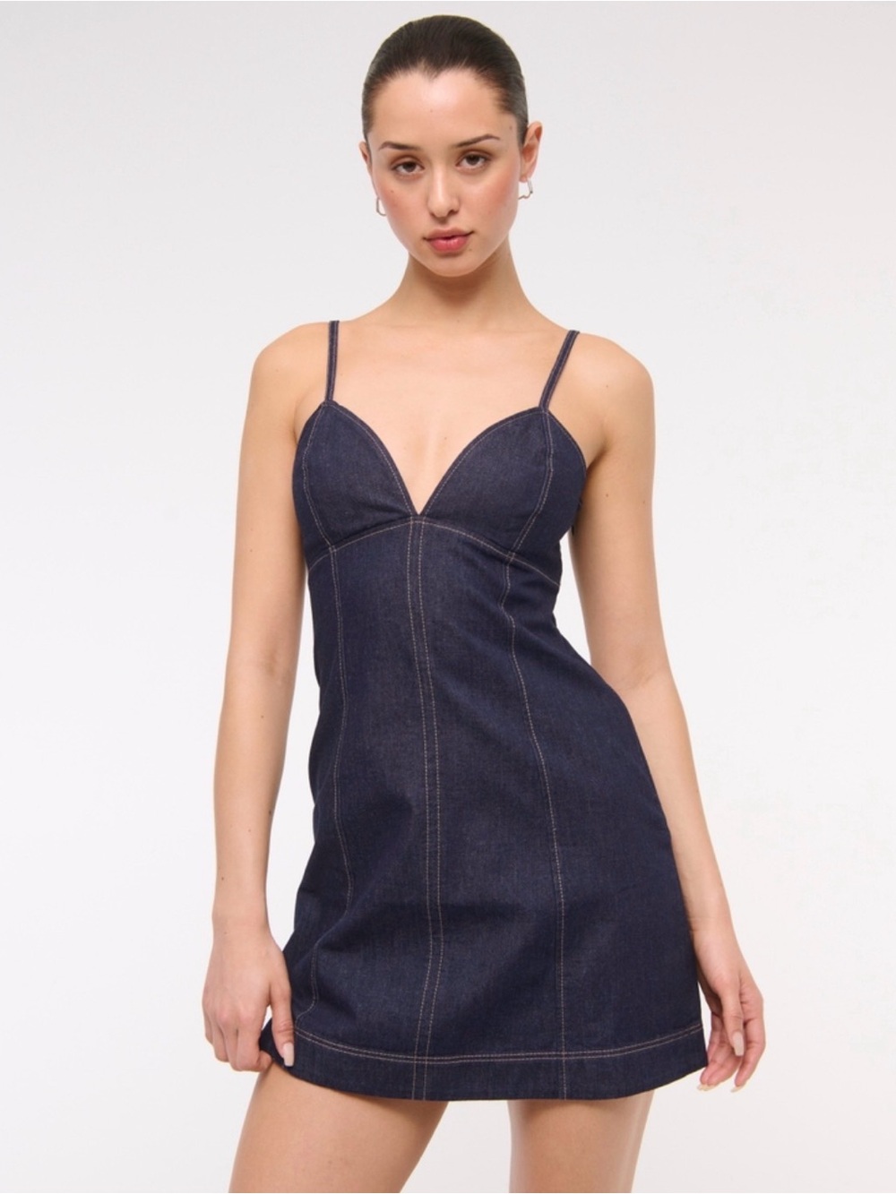 Abercrombie & Fitch Dark Blue Denim Sweetheart Mini Dress